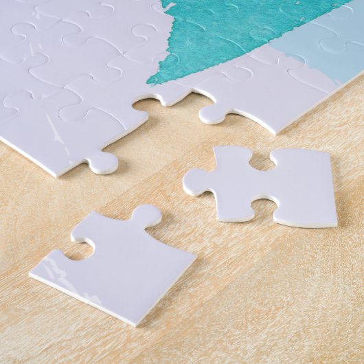 Botanische Boho Cyaan Paars Legpuzzel (Zijkant)