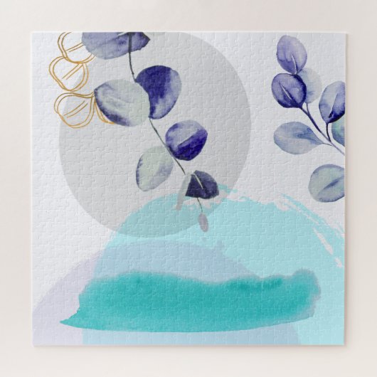 Botanische Boho Cyaan Paars Legpuzzel (Horizontaal)