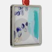 Botanische Boho Cyaan Paars Metalen Ornament (Rechts)