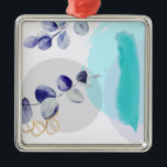 Botanische Boho Cyaan Paars Metalen Ornament<br><div class="desc">Botanisch boho ontwerp met blauwen,  paars,  goud en cyaan met waterverf elementen.</div>