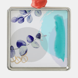 Botanische Boho Cyaan Paars Metalen Ornament