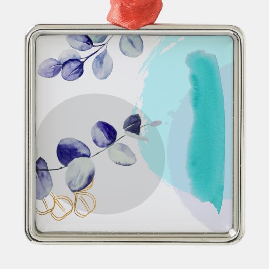 Botanische Boho Cyaan Paars Metalen Ornament (Voorkant)