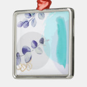 Botanische Boho Cyaan Paars Metalen Ornament (Links)