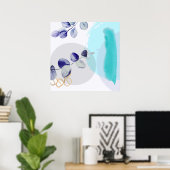 Botanische Boho Cyaan Paars Poster (Thuiskantoor)