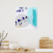 Botanische Boho Cyaan Paars Poster (Keuken)