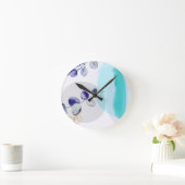 Botanische Boho Cyaan Paars Ronde Klok (Huis)