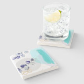 Botanische Boho Cyaan Paars Stenen Onderzetter (Zijkant)