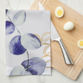 Botanische Boho Cyaan Paars Theedoek (Quarter Fold)