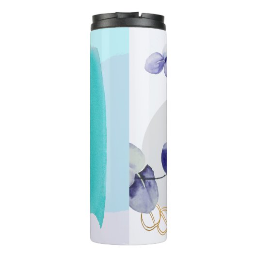 Botanische Boho Cyaan Paars Thermosbeker (Achterkant)