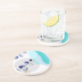 Botanische Boho Cyaan Paars Zandsteen Onderzetter (Zijkant)