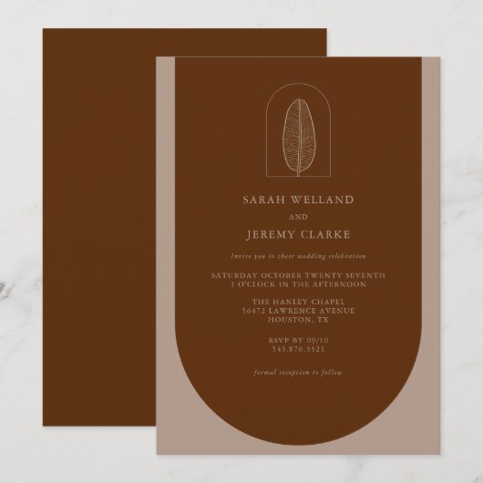 Botanische Boho Elegant Formal Wedding | Kaart (Voorkant / Achterkant)