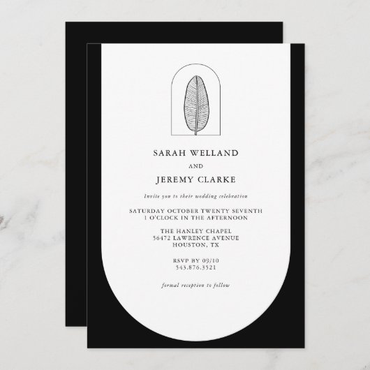 Botanische Boho Elegant Formal Wedding | Uitnodigi Kaart (Voorkant / Achterkant)