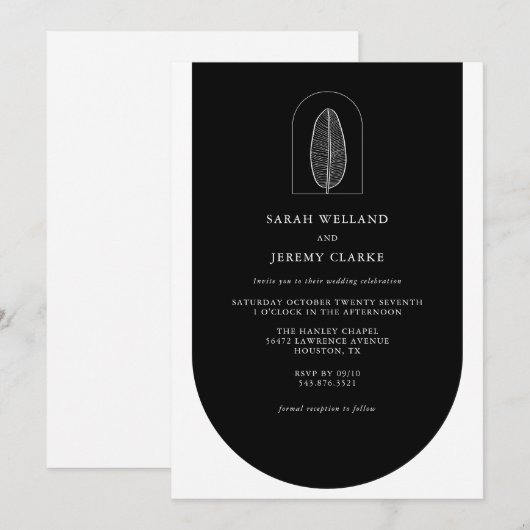 Botanische Boho Elegant Formal Wedding | Uitnodigi Kaart (Voorkant / Achterkant)