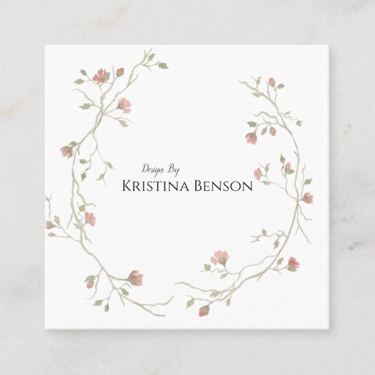 Botanische Boho Feather Visitekaartje Zwart-wit (Voorkant)