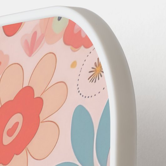 Botanische Boho Floral Abstract gepersonaliseerd Pickleball Paddle (Links Detail)