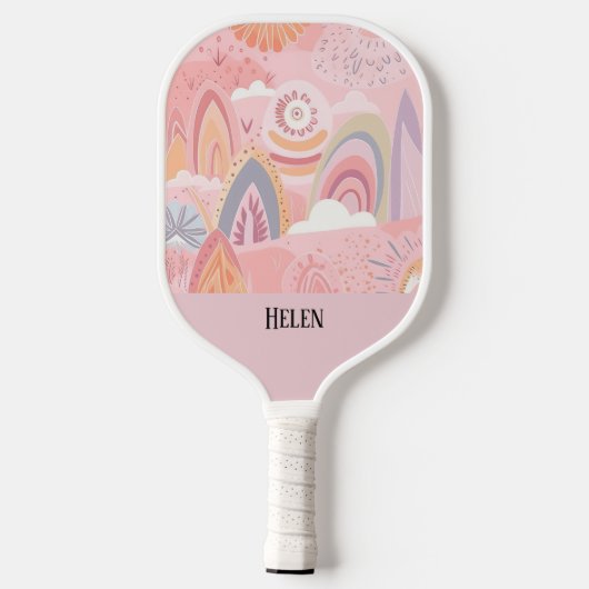 Botanische Boho Floral Abstract gepersonaliseerd Pickleball Paddle (Achterkant)