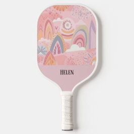 Botanische Boho Floral Abstract gepersonaliseerd Pickleball Paddle