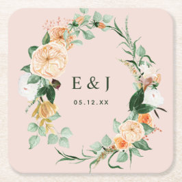 Botanische Boho Floral Greenery Monogram Weddensch Kartonnen Onderzetters