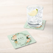 Botanische Boho Floral Greenery Monogram Wedding S Kartonnen Onderzetters (Insitu)