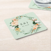 Botanische Boho Floral Greenery Monogram Wedding S Kartonnen Onderzetters (Schuin)