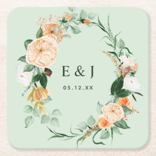 Botanische Boho Floral Greenery Monogram Wedding S Kartonnen Onderzetters