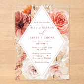 Botanische Boho Floral Lijst bruiloft Acryl Uitnodigingen (Voorkant)