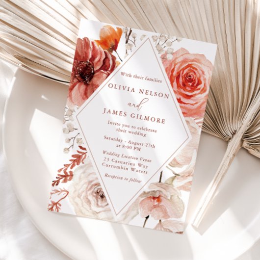 Botanische Boho Floral Lijst bruiloft Kaart