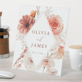 Botanische Boho Floral Lijst bruiloft Reclamebord Met Voetstuk (Insitu)