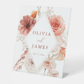 Botanische Boho Floral Lijst bruiloft Reclamebord Met Voetstuk (Voorkant)