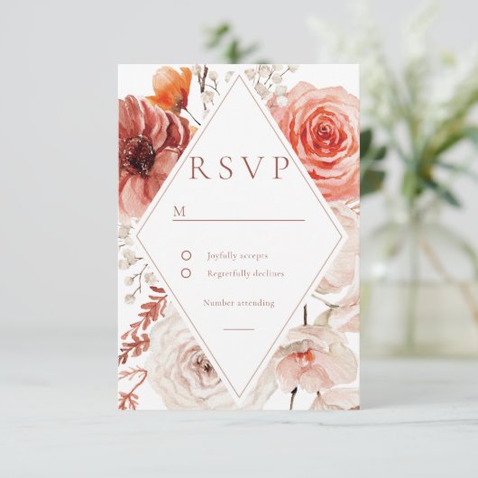 Botanische Boho Floral Lijst bruiloft RSVP Kaartje (Staand voorkant)