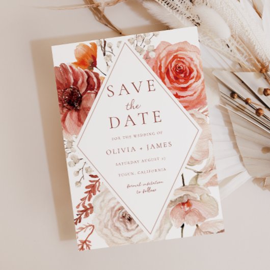 Botanische Boho Floral Lijst bruiloft Save The Date