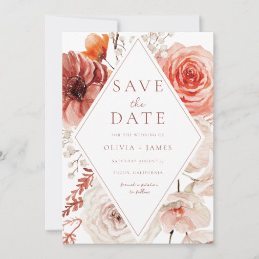Botanische Boho Floral Lijst bruiloft Save The Date (Voorkant)