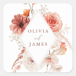 Botanische Boho Floral Lijst bruiloft Vierkante Sticker