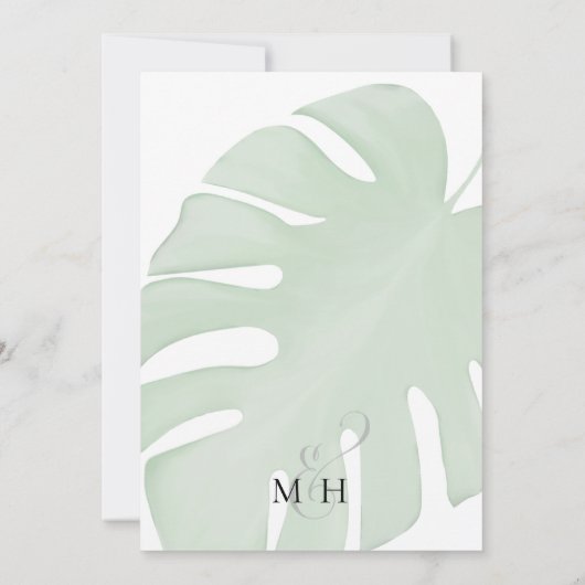 Botanische Boho Foliage Green Palm Leaf Waterverf Kaart (Achterkant)