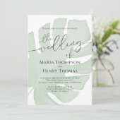 Botanische Boho Foliage Green Palm Leaf Waterverf Kaart (Staand voorkant)