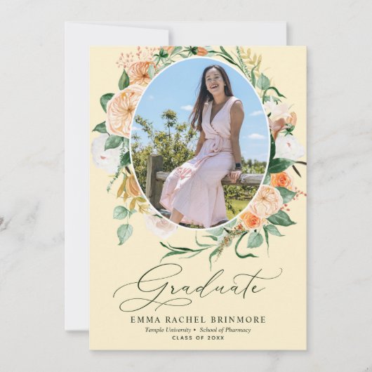 Botanische Boho Foto Afstuderen Aankondiging (Voorkant)