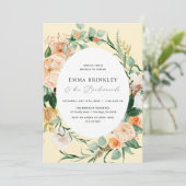 Botanische Boho Gele Bruidsmeisjes Lunch Brunch Kaart (Staand voorkant)