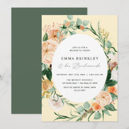 Botanische Boho Gele Bruidsmeisjes Lunch Brunch Kaart