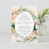 Botanische Boho gepersonaliseerde peach bat Mitzva Kaart (Staand voorkant)