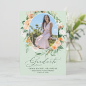 Botanische Boho Green Foto Afstuderen Aankondiging (Staand voorkant)