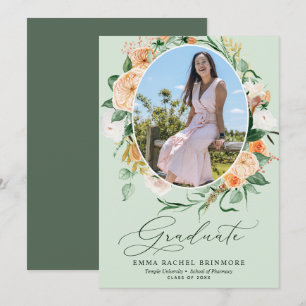 Botanische Boho Green Foto Afstuderen Aankondiging