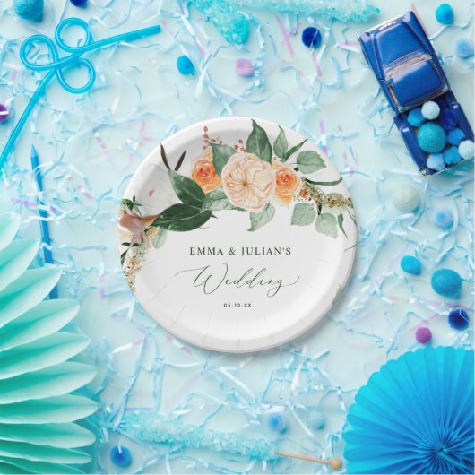 Botanische Boho Greenery Bloom persoonlijke bruilo Papieren Bordje (Feest)