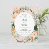 Botanische Boho Greenery Blush Pink Floral Wedding Kaart (Staand voorkant)