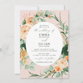 Botanische Boho Greenery Blush Pink Floral Wedding Kaart