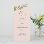 Botanische Boho Greenery Blush Pink Wedding Menu (Staand voorkant)