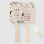 Botanische Boho Greenery Blush Pink Wedding Progra Handwaaier (Voorkant en achterkant)