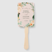 Botanische Boho Greenery Blush Pink Wedding Progra Handwaaier (Voorkant)