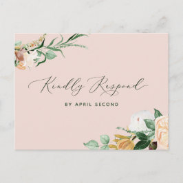 Botanische Boho Greenery Blush Pink Wedding RSVP Uitnodiging Briefkaart