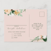 Botanische Boho Greenery Blush Pink Wedding RSVP Uitnodiging Briefkaart (Achterkant)