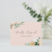 Botanische Boho Greenery Blush Pink Wedding RSVP Uitnodiging Briefkaart (Staand voorkant)
